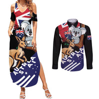 Personalised Australia Kangaroo Koala Together Couples Matching Summer Maxi Dress and Long Sleeve Button Shirt Special Edition