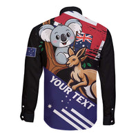 Personalised Australia Kangaroo Koala Together Long Sleeve Button Shirt Special Edition