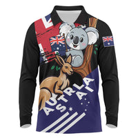 Personalised Australia Kangaroo Koala Together Long Sleeve Polo Shirt Special Edition