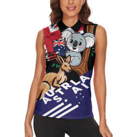 Personalised Australia Kangaroo Koala Together Women Sleeveless Polo Shirt Special Edition - Wonder Print Shop