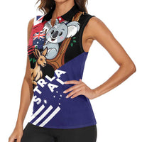 Personalised Australia Kangaroo Koala Together Women Sleeveless Polo Shirt Special Edition - Wonder Print Shop