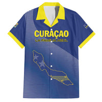 Custom Curacao Football Family Matching Off Shoulder Short Dress and Hawaiian Shirt La Familia Azul Go Champion