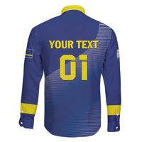 Custom Curacao Football Family Matching Off Shoulder Short Dress and Hawaiian Shirt La Familia Azul Go Champion