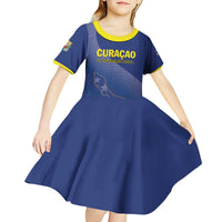 Custom Curacao Football Kid Short Sleeve Dress La Familia Azul Go Champion