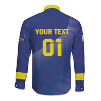 Custom Curacao Football Long Sleeve Button Shirt La Familia Azul Go Champion