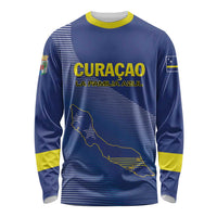 Custom Curacao Football Long Sleeve Shirt La Familia Azul Go Champion