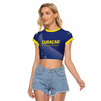 Custom Curacao Football Raglan Cropped T Shirt La Familia Azul Go Champion