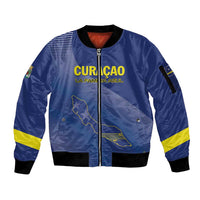 Custom Curacao Football Sleeve Zip Bomber Jacket La Familia Azul Go Champion