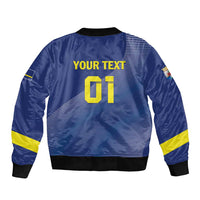 Custom Curacao Football Sleeve Zip Bomber Jacket La Familia Azul Go Champion