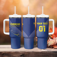 Custom Curacao Football Tumbler With Handle La Familia Azul Go Champion