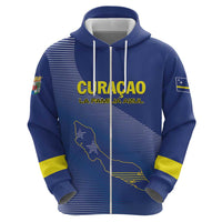 Custom Curacao Football Zip Hoodie La Familia Azul Go Champion