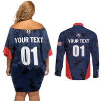 Custom USA Soccer Team Couples Matching Off Shoulder Short Dress and Long Sleeve Button Shirt Born To Win