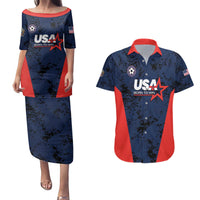 Custom USA Soccer Team Couples Matching Puletasi and Hawaiian Shirt Born To Win