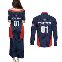 Custom USA Soccer Team Couples Matching Puletasi and Long Sleeve Button Shirt Born To Win