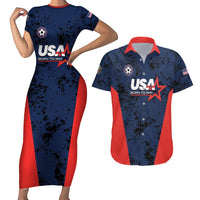 Custom USA Soccer Team Couples Matching Short Sleeve Bodycon Dress and Hawaiian Shirt Born To Win