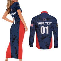 Custom USA Soccer Team Couples Matching Short Sleeve Bodycon Dress and Long Sleeve Button Shirt Born To Win