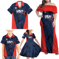 Custom USA Soccer Team Family Matching Off Shoulder Maxi Dress and Hawaiian Shirt Born To Win