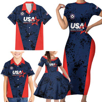 Custom USA Soccer Team Family Matching Short Sleeve Bodycon Dress and Hawaiian Shirt Born To Win