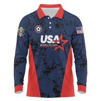 Custom USA Soccer Team Long Sleeve Polo Shirt Born To Win