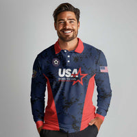Custom USA Soccer Team Long Sleeve Polo Shirt Born To Win
