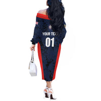 Custom USA Soccer Team Off The Shoulder Long Sleeve Dress Born To Win
