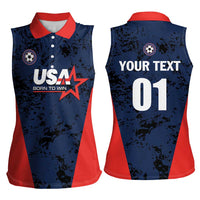Custom USA Soccer Team Women Sleeveless Polo Shirt Born To Win