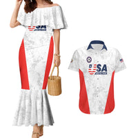 Custom USA Soccer Team Couples Matching Mermaid Dress and Hawaiian Shirt Red All Over