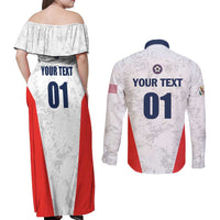 Custom USA Soccer Team Couples Matching Off Shoulder Maxi Dress and Long Sleeve Button Shirt Red All Over