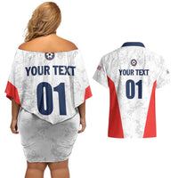 Custom USA Soccer Team Couples Matching Off Shoulder Short Dress and Hawaiian Shirt Red All Over