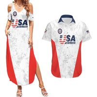 Custom USA Soccer Team Couples Matching Summer Maxi Dress and Hawaiian Shirt Red All Over