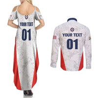 Custom USA Soccer Team Couples Matching Summer Maxi Dress and Long Sleeve Button Shirt Red All Over