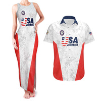 Custom USA Soccer Team Couples Matching Tank Maxi Dress and Hawaiian Shirt Red All Over