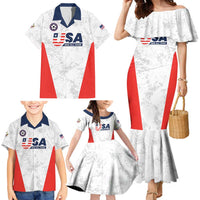 Custom USA Soccer Team Family Matching Mermaid Dress and Hawaiian Shirt Red All Over