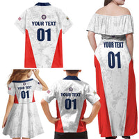 Custom USA Soccer Team Family Matching Off Shoulder Maxi Dress and Hawaiian Shirt Red All Over