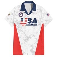 Custom USA Soccer Team Family Matching Off Shoulder Maxi Dress and Hawaiian Shirt Red All Over