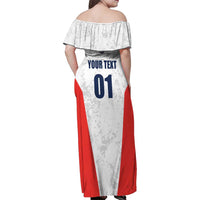 Custom USA Soccer Team Family Matching Off Shoulder Maxi Dress and Hawaiian Shirt Red All Over