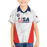 Custom USA Soccer Team Family Matching Off Shoulder Short Dress and Hawaiian Shirt Red All Over