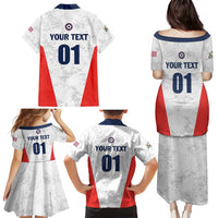 Custom USA Soccer Team Family Matching Puletasi and Hawaiian Shirt Red All Over