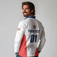 Custom USA Soccer Team Long Sleeve Polo Shirt Red All Over