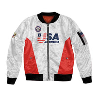 Custom USA Soccer Team Sleeve Zip Bomber Jacket Red All Over