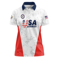 Custom USA Soccer Team Women Polo Shirt Red All Over