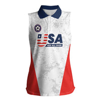 Custom USA Soccer Team Women Sleeveless Polo Shirt Red All Over
