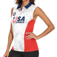 Custom USA Soccer Team Women Sleeveless Polo Shirt Red All Over