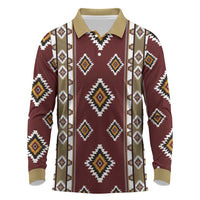Native American Navajo Long Sleeve Polo Shirt Tribal Pattern