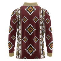 Native American Navajo Long Sleeve Polo Shirt Tribal Pattern