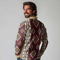 Native American Navajo Long Sleeve Polo Shirt Tribal Pattern