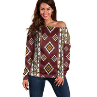 Native American Navajo Off Shoulder Sweater Tribal Pattern