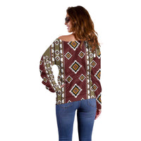 Native American Navajo Off Shoulder Sweater Tribal Pattern