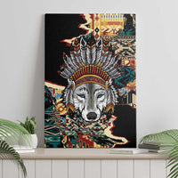 Native American Navajo Wolf Canvas Wall Art Grunge Pattern