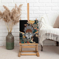 Native American Navajo Wolf Canvas Wall Art Grunge Pattern